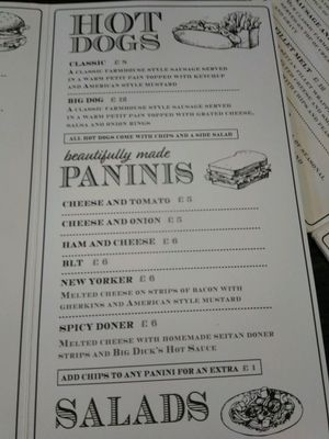 menu at The Monument in Canterbury