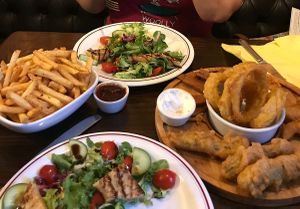 Halloumi salad, chips and sharing platter. at The Monument in Canterbury