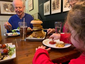 Giant “monumental” burger  at The Monument in Canterbury