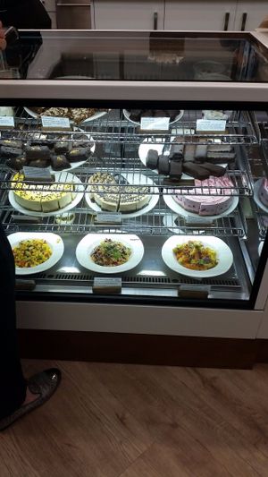 Desserts and Salads. Try that cheesecake! at Wholegrain Organics in Palmerston North