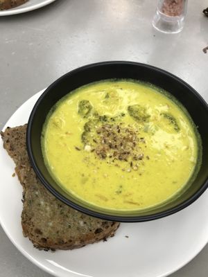 Broccoli  soup    at Wholegrain Organics in Palmerston North