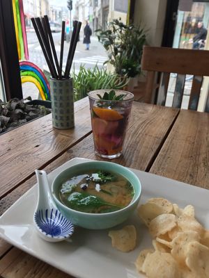 Miso soup at Super Natural in Antwerpen