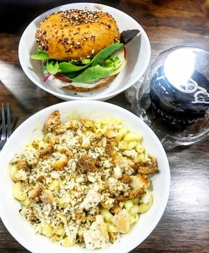 mac & cheese & the bagel sandwich  at Skull & Cakebones in Dripping Springs