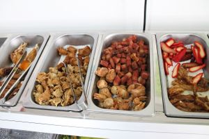 Wide variety of tofu / fake meat options at Vege Food Station in Kota Bharu