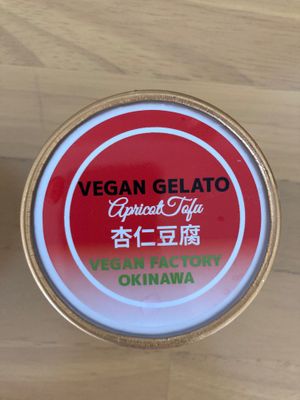 Apricot tofu ice cream (coconut based) at Esparza's Tacos & Coffee in Chatan