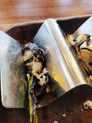 Most of the veggies are charred black at Esparza's Tacos & Coffee in Chatan