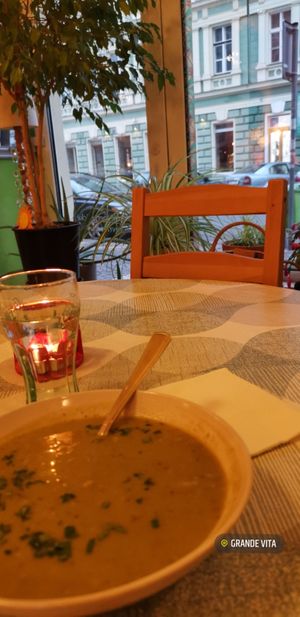 spinach soup at GrandeVita in Prague