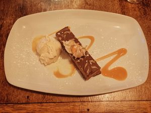 Vegan cheesecake with ice cream at The Windmill Inn in Horsham