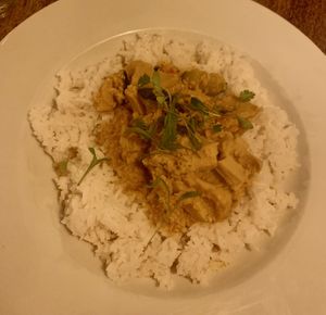 Curry of the day - Thai yellow curry with vegan chick’n  at The Windmill Inn in Horsham