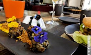 appetizers and burger at SOULGREEN in Milan