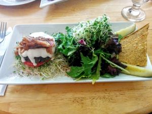 Yummy vegan burger at The Present Moment Cafe and Market in St Augustine