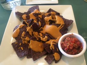 chips with queso at The Present Moment Cafe and Market in St Augustine