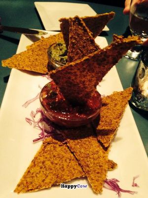 Guacamole/Salsa w/dried corn chips yum! at The Present Moment Cafe and Market in St Augustine