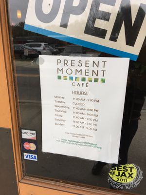Hours, January 2020 at The Present Moment Cafe and Market in St Augustine