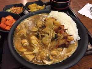 coconut mushroom curry with extra fried veggies  at Kore Curry - 고레 카레 in Seoul