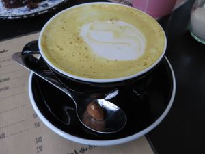 Golden milk with soya milk (vegan) at Café Selen in Kaiserslautern