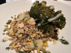 Toasted cauliflower and kale (delicious!)  at The Shearwater Cafe in Victoria Falls