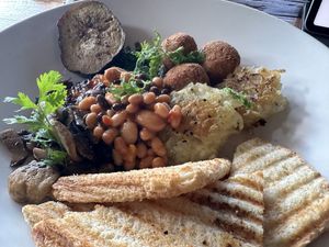 Amazing vegan brekkie! Adapted from vegetarian one on menu  at The Shearwater Cafe in Victoria Falls