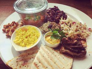 Every day new fresh menu based on locally grown and seasonal veggies. Food cooked with passion and love. Very tasty, funny and healthy.  at Muff  in Almhult