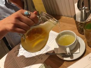 some hot ginger lemonade at Dobrumba in Budapest