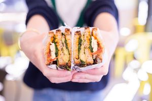 Vegan sandwich avocatofu at Maison Landemaine - Pyrénées in Paris