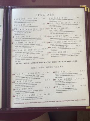 A page of the lunch menu. Not sure which of these particular ones can be veganized.  at Siam Square in Middletown