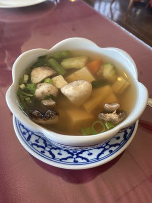 Veggie tofu soup—I asked for it to be vegan, not sure if they needed to make modifications to accomplish that or not.  at Siam Square in Middletown