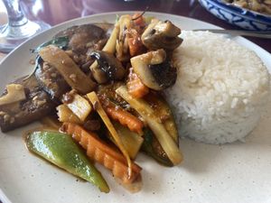 Spicy eggplant—asked for it to be vegan, not sure if they needed to make modifications to veganize it.  at Siam Square in Middletown
