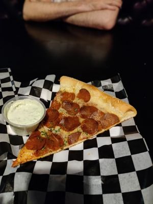 Hippy Pepperoni with vegan ranch at Evel Pie in Las Vegas
