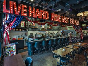 Love the interior  at Evel Pie in Las Vegas