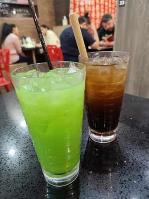 Rockmelon soda and cold longan tea at Woka Woka in Sunnybank