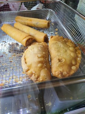 Spring roll & curry puff ~ at Tpy203 Vegetarian Food - Toa Payoh in Central Singapore