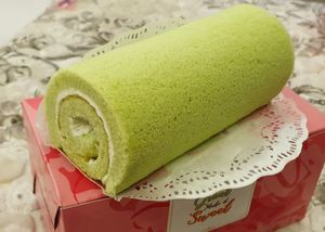 Vegan Pandan Swiss Roll Cake at M Bakery in Central Singapore