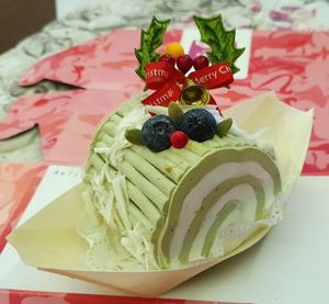 Vegan Pandan Christmas Log Cake at M Bakery in Central Singapore