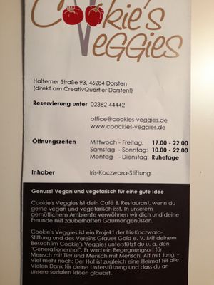 Infos at Cookie's Veggies in Dorsten