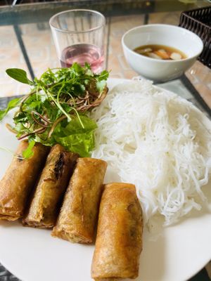 Bun nem (spring rolls with noodles)  at Sesame in Hanoi