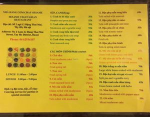 Menu - Page 1 of 2 at Sesame in Hanoi