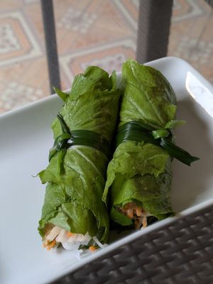 French Mustard Leaf Rolls at Sesame in Hanoi
