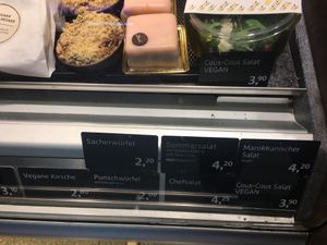 Vegan cherry piece, Vegan Moroccan Salad, Vegan Couscous Salad at Ströck - Meidling ÖBB Halle in Vienna