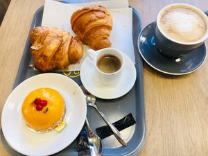 Vegan croissants, vegan sweet and coffee.  at Maison Landemaine - Monge in Paris