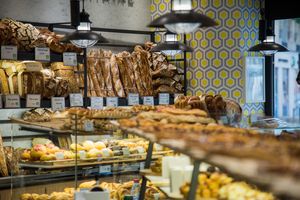 Bread display at Maison Landemaine - Monge in Paris