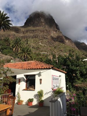 The restaurant from the terrace. It is hidden out of the main visitor’s path in Mosca. at El Guanche "Alte Schule" in Tenerife