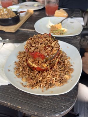 Volcán de berenjena y pimiento del piquilloo  at El Guanche "Alte Schule" in Tenerife