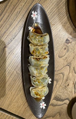 Jiaozi, dumplings with diverse mushroom filling   at The Lakeside Veggie in Hangzhou