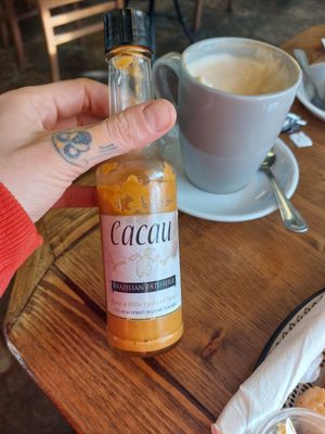 Amazing home made vegan sauce at Cacau Brazilian Patisserie in Redcar