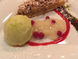 vegan gourmet dinner dessert close up at IFA Windrose Südstrand in Fehmarn