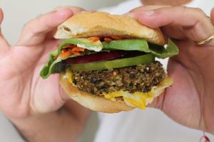 Lentil Patty HAMBURGUER ! at Chula in San Jose Del Cabo