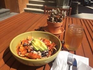 Chulaquiles and Kombucha  at Chula in San Jose Del Cabo