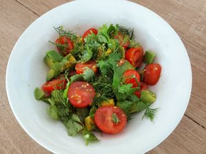 Avocado with fresh cilantro and dill at Vida Lotus in Limon Campana Capira