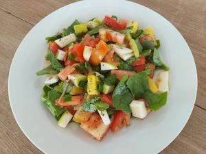 Lotus salad with spinach and pineapple at Vida Lotus in Limon Campana Capira